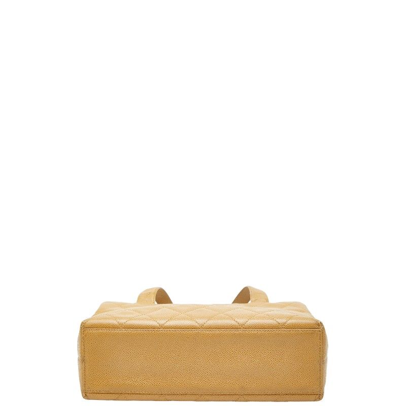 Chanel Coco Mark Matelasse Tote Handbag Beige Caviar Skin Women's Chanel