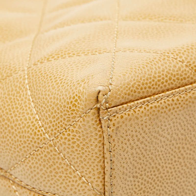 Chanel Coco Mark Matelasse Tote Handbag Beige Caviar Skin Women's Chanel