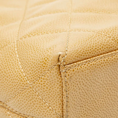 Chanel Coco Mark Matelasse Tote Handbag Beige Caviar Skin Women's Chanel