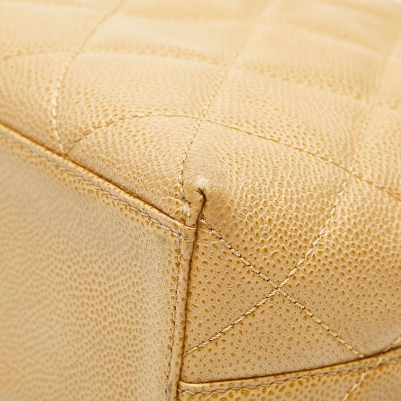 Chanel Coco Mark Matelasse Tote Handbag Beige Caviar Skin Women's Chanel