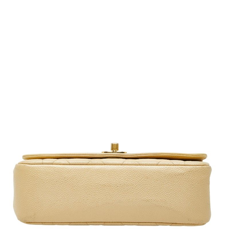 Chanel Matelasse Coco Mark Diana Crossbody Chain Shoulder Bag Beige Caviar Skin