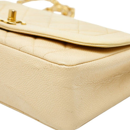 Chanel Matelasse Coco Mark Diana Crossbody Chain Shoulder Bag Beige Caviar Skin
