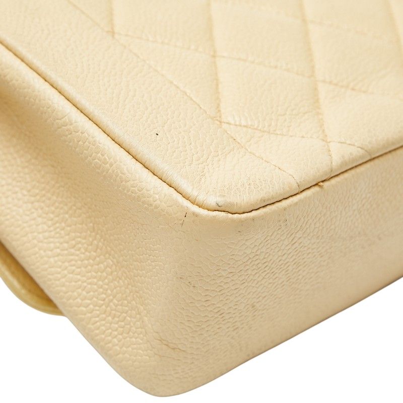 Chanel Matelasse Coco Mark Diana Crossbody Chain Shoulder Bag Beige Caviar Skin