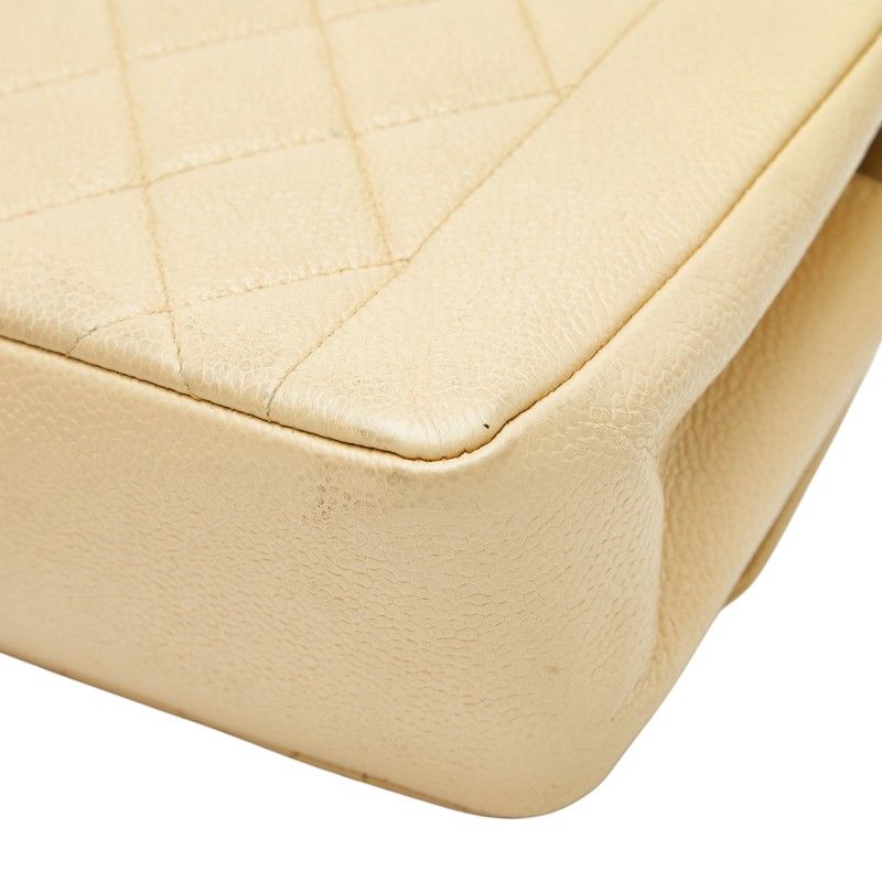 Chanel Matelasse Coco Mark Diana Crossbody Chain Shoulder Bag Beige Caviar Skin