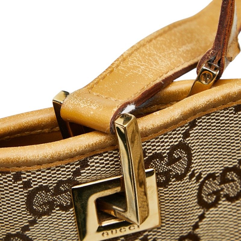 Gucci GG Canvas 002 1097 Beige Brown Canvas Leather Women's Gucci