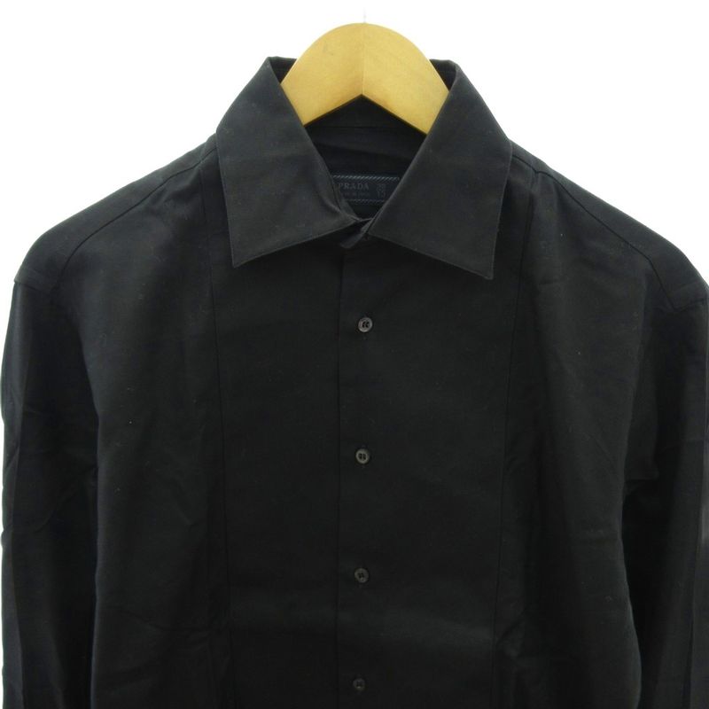 Prada Excellent Condition Vintage Dress Shirt None Fabric Long Sleeves 38 Black