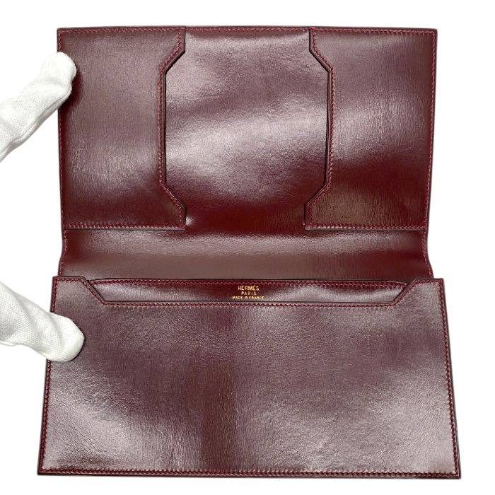 Hermes Bifold Card Case Pass Case Business Card Holder Billfold Box Calf