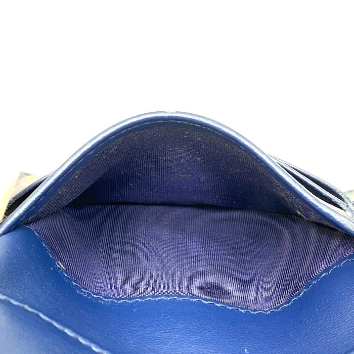 Prada Vitello Move Co Trifold Wallet Fold Wallet Leather Logo Gold Blue Bicolor