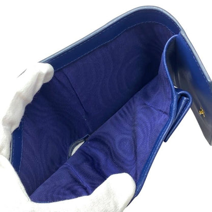 Prada Vitello Move Co Trifold Wallet Fold Wallet Leather Logo Gold Blue Bicolor