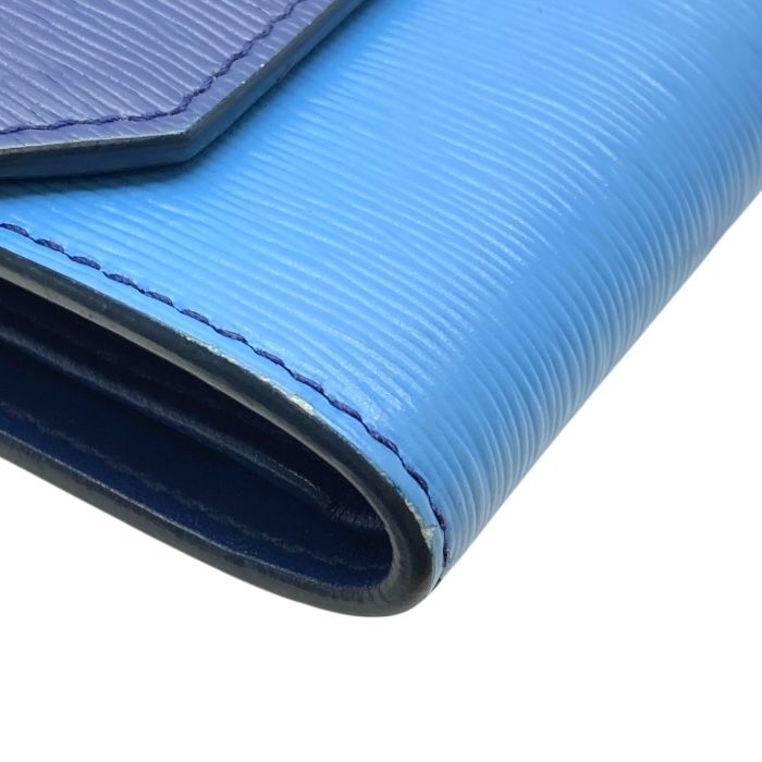 Prada Vitello Move Co Trifold Wallet Fold Wallet Leather Logo Gold Blue Bicolor