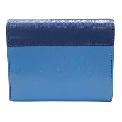 Prada Vitello Move Co Trifold Wallet Fold Wallet Leather Logo Gold Blue Bicolor
