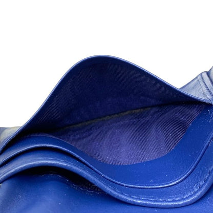 Prada Vitello Move Co Trifold Wallet Fold Wallet Leather Logo Gold Blue Bicolor