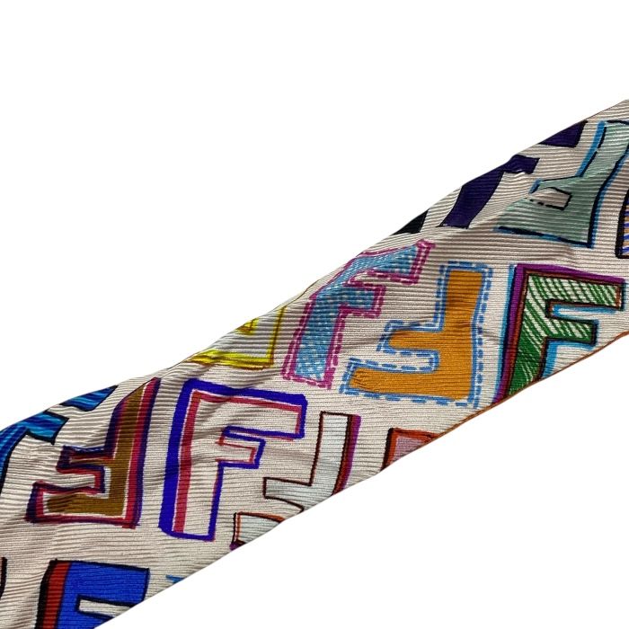 Fendi Lappy Scarf Twirly Scarf Ribbon Scarf Ff Logo Reversible Multi Orange