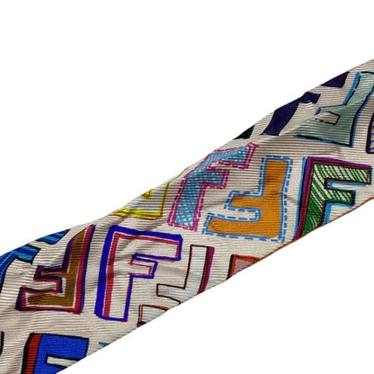 Fendi Lappy Scarf Twirly Scarf Ribbon Scarf Ff Logo Reversible Multi Orange