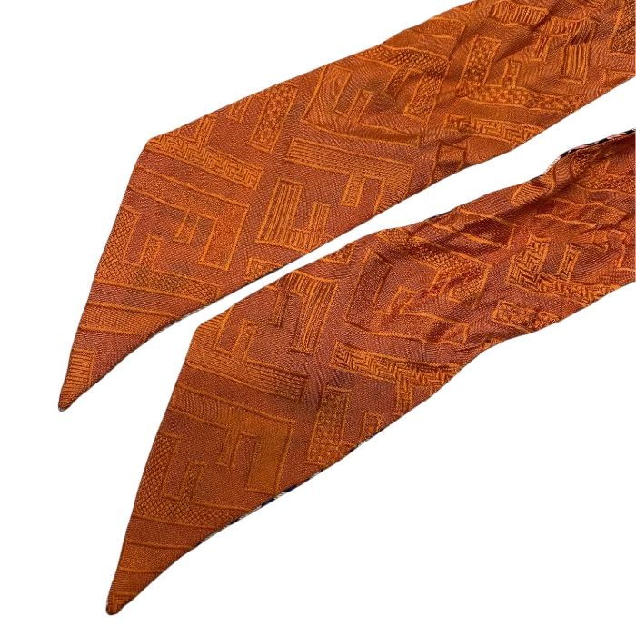 Fendi Lappy Scarf Twirly Scarf Ribbon Scarf Ff Logo Reversible Multi Orange