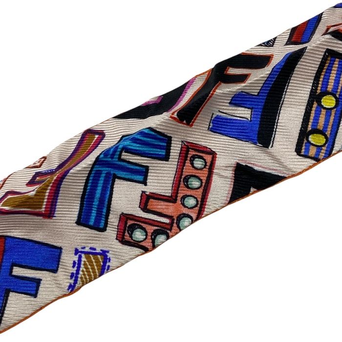 Fendi Lappy Scarf Twirly Scarf Ribbon Scarf Ff Logo Reversible Multi Orange