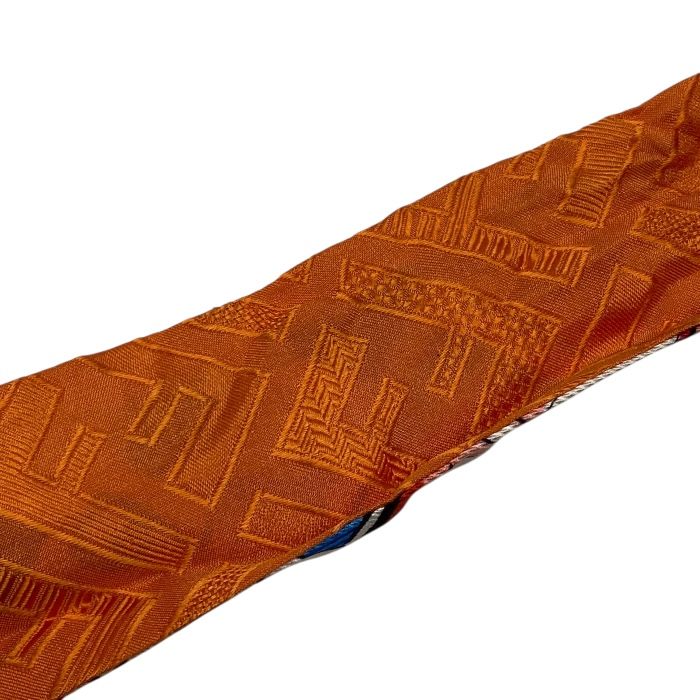 Fendi Lappy Scarf Twirly Scarf Ribbon Scarf Ff Logo Reversible Multi Orange