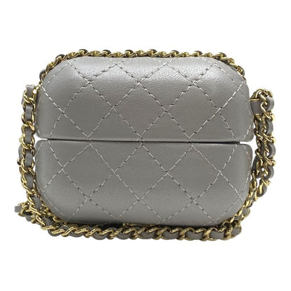 Chanel Airpods Case Airpods Case Matelasse Chain Charm Lambskin Coco Mark Grey