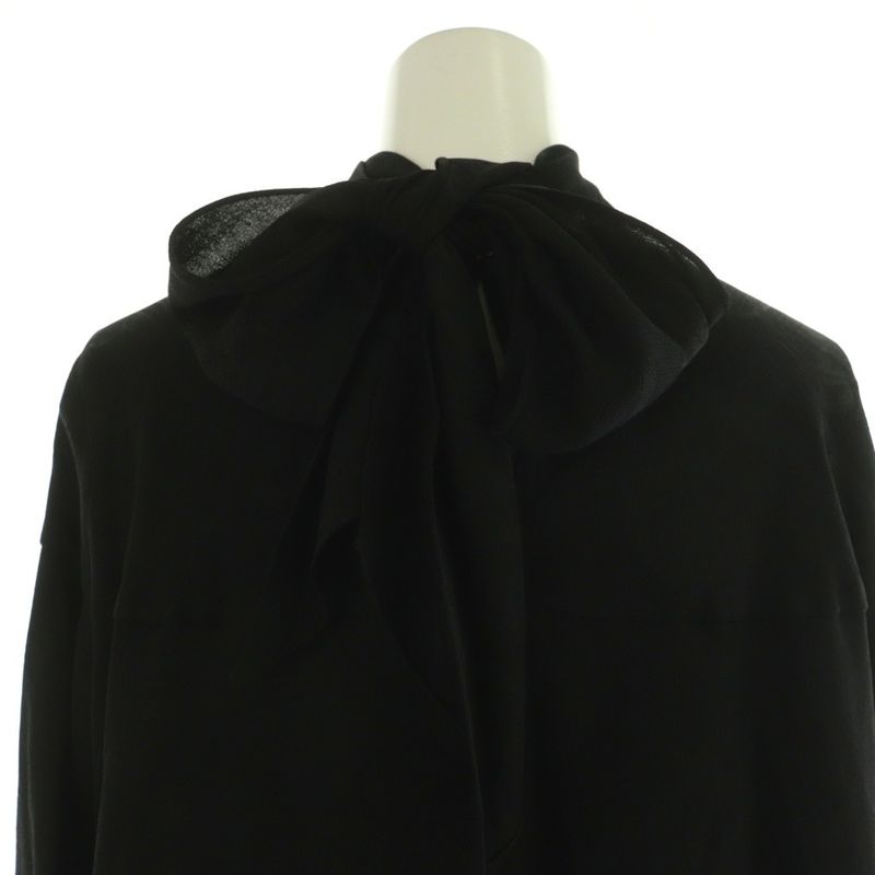 Hermes Scarf Tie Gathered Silk Blouse Long Sleeve Pullover 34 Black Nr - OS