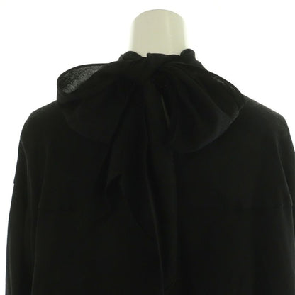 Hermes Scarf Tie Gathered Silk Blouse Long Sleeve Pullover 34 Black Nr - OS