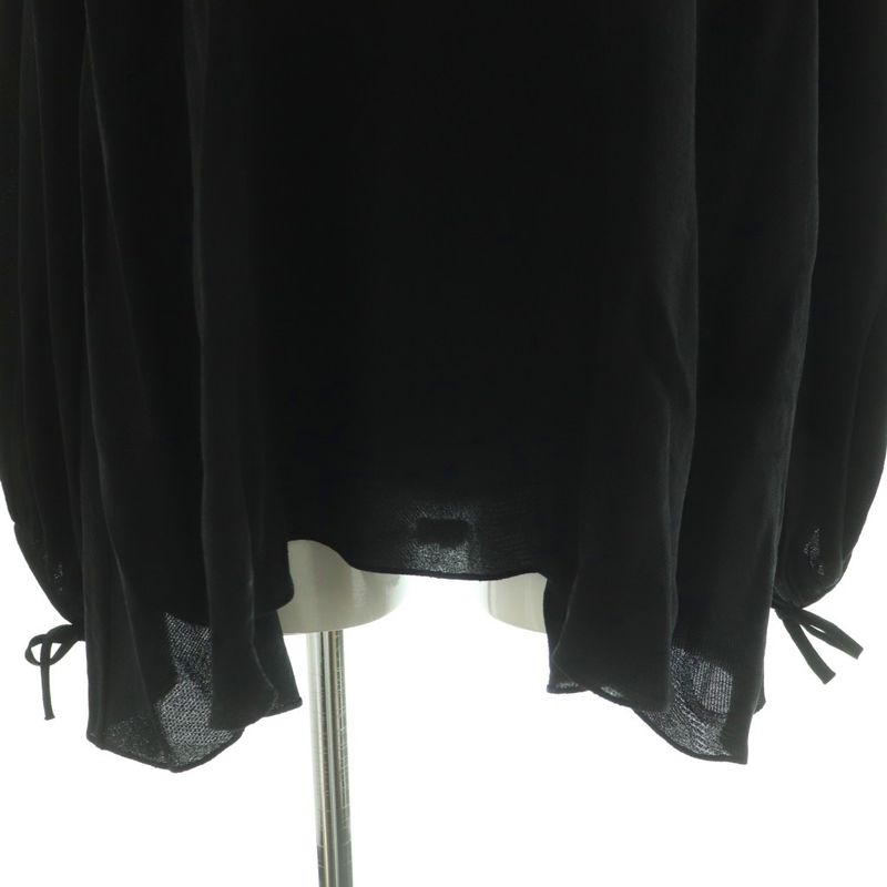 Hermes Scarf Tie Gathered Silk Blouse Long Sleeve Pullover 34 Black Nr - OS