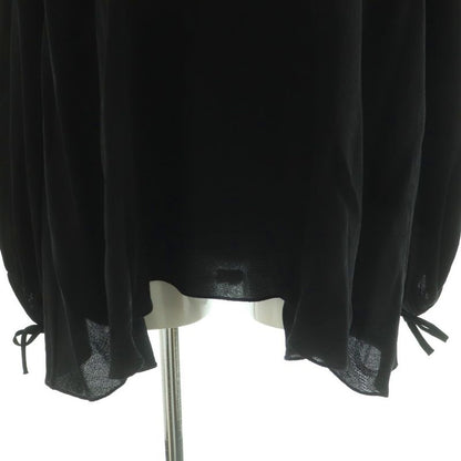 Hermes Scarf Tie Gathered Silk Blouse Long Sleeve Pullover 34 Black Nr - OS