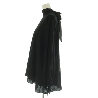 Hermes Scarf Tie Gathered Silk Blouse Long Sleeve Pullover 34 Black Nr - OS