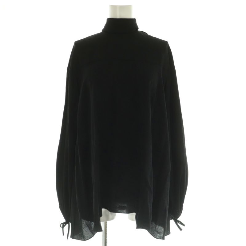 Hermes Scarf Tie Gathered Silk Blouse Long Sleeve Pullover 34 Black Nr - OS