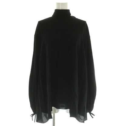 Hermes Scarf Tie Gathered Silk Blouse Long Sleeve Pullover 34 Black Nr - OS