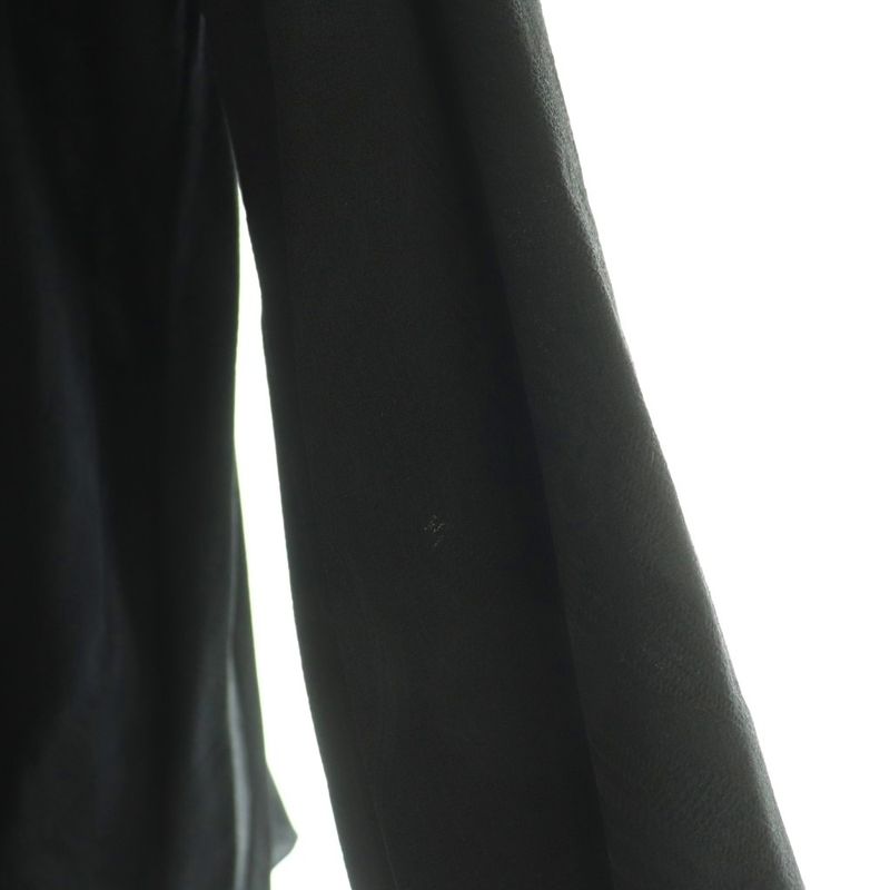 Hermes Scarf Tie Gathered Silk Blouse Long Sleeve Pullover 34 Black Nr - OS