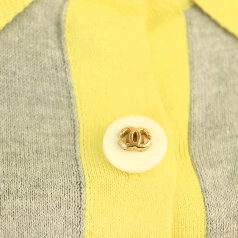 Chanel 08p Bicolor Knit Polo Short Sleeve 38 Gray P32717k00741 Hk - OS