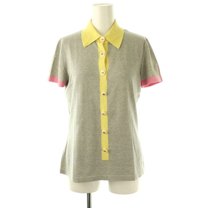 Chanel 08p Bicolor Knit Polo Short Sleeve 38 Gray P32717k00741 Hk - OS