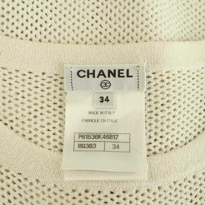 Chanel Coco Mark Mesh Short Sleeve Knit T-Shirt Cut and Sewn 34 White Nr - OS
