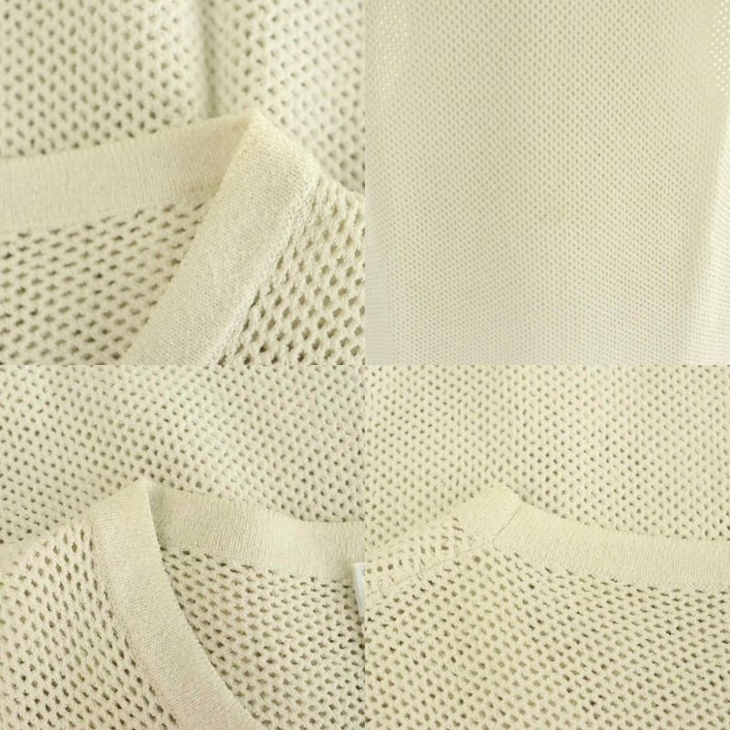 Chanel Coco Mark Mesh Short Sleeve Knit T-Shirt Cut and Sewn 34 White Nr - OS