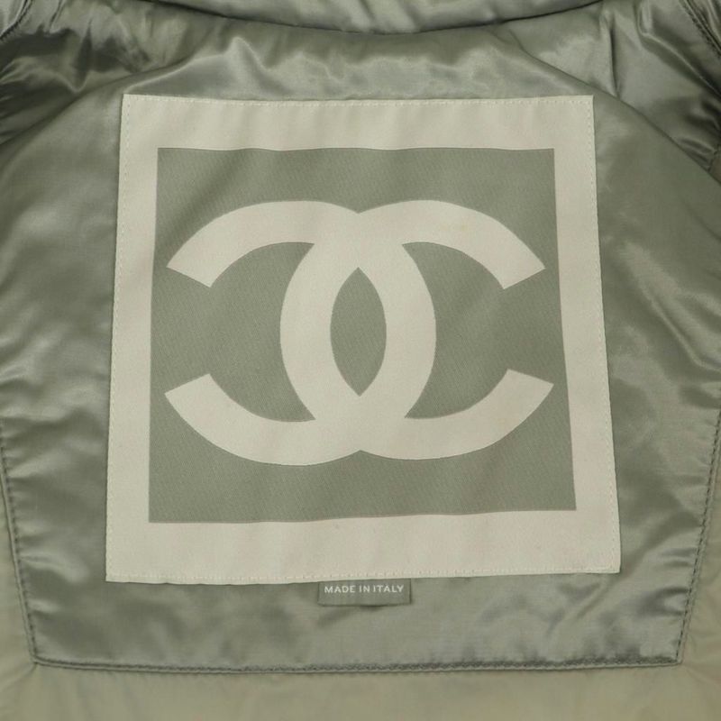 Chanel Sport Line Coco Mark Cotton Blouson Jacket Outerwear Zip Up 40 Silver