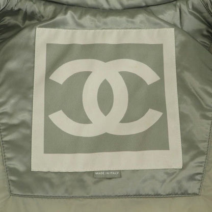 Chanel Sport Line Coco Mark Cotton Blouson Jacket Outerwear Zip Up 40 Silver