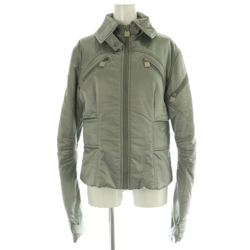 Chanel Sport Line Coco Mark Cotton Blouson Jacket Outerwear Zip Up 40 Silver