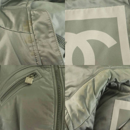 Chanel Sport Line Coco Mark Cotton Blouson Jacket Outerwear Zip Up 40 Silver