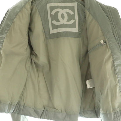 Chanel Sport Line Coco Mark Cotton Blouson Jacket Outerwear Zip Up 40 Silver