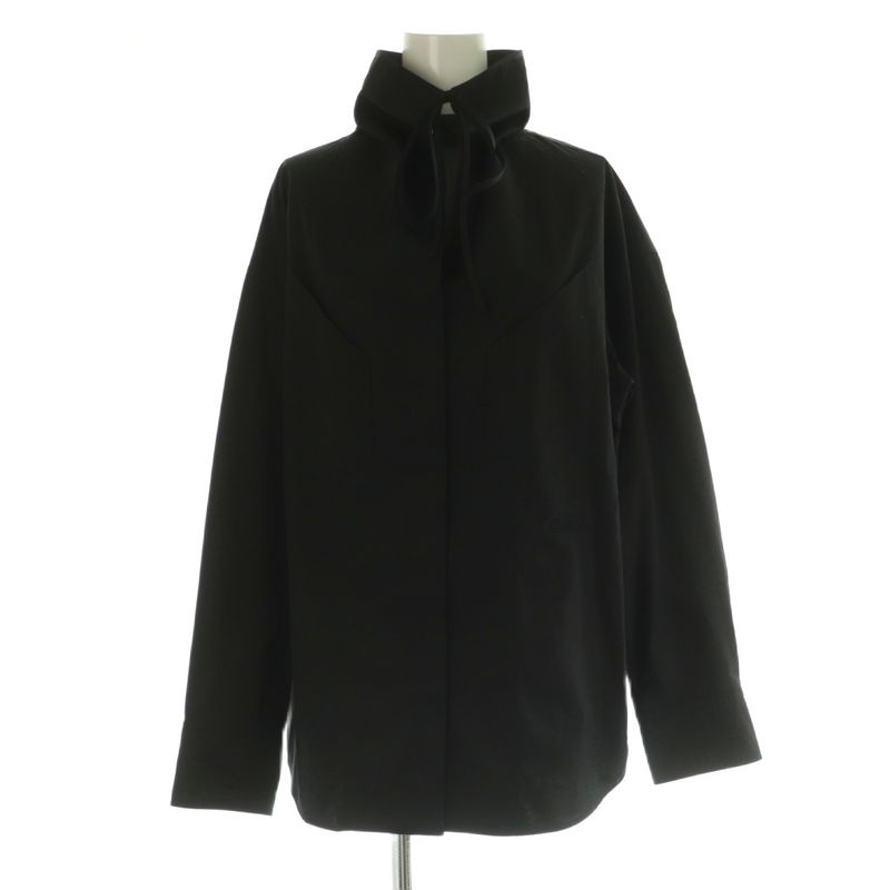 Hermes H5h0620dv 25 Years Draped Collar Shirt Blouse Long Sleeves Front Open