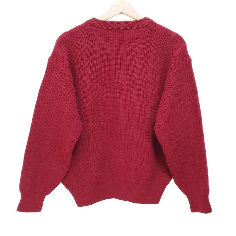 Yves Saint Laurent Long Sleeve Sweater Size M Women's Bordeaux V-Neck