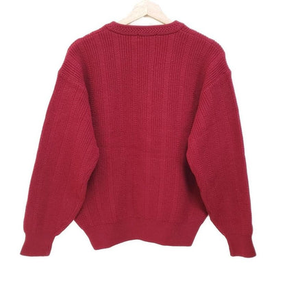 Yves Saint Laurent Long Sleeve Sweater Size M Women's Bordeaux V-Neck