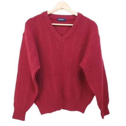 Yves Saint Laurent Long Sleeve Sweater Size M Women's Bordeaux V-Neck