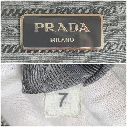 Prada 2way Tote Bag Shoulder Bag Tesuto Nylon Gray Khaki Triangle Logo