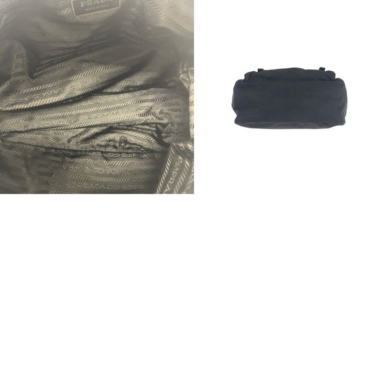 Prada Tessuto Triangle Logo Plate Black Silver Hardware Shoulder Bag Messenger