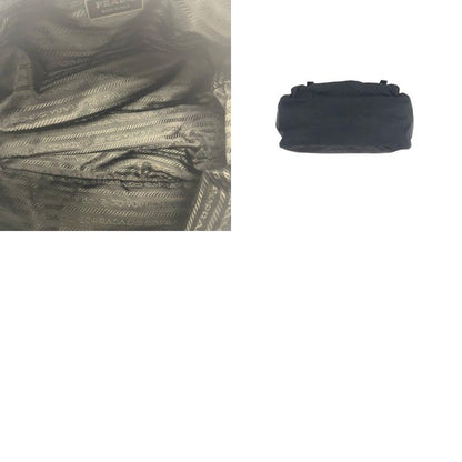 Prada Tessuto Triangle Logo Plate Black Silver Hardware Shoulder Bag Messenger