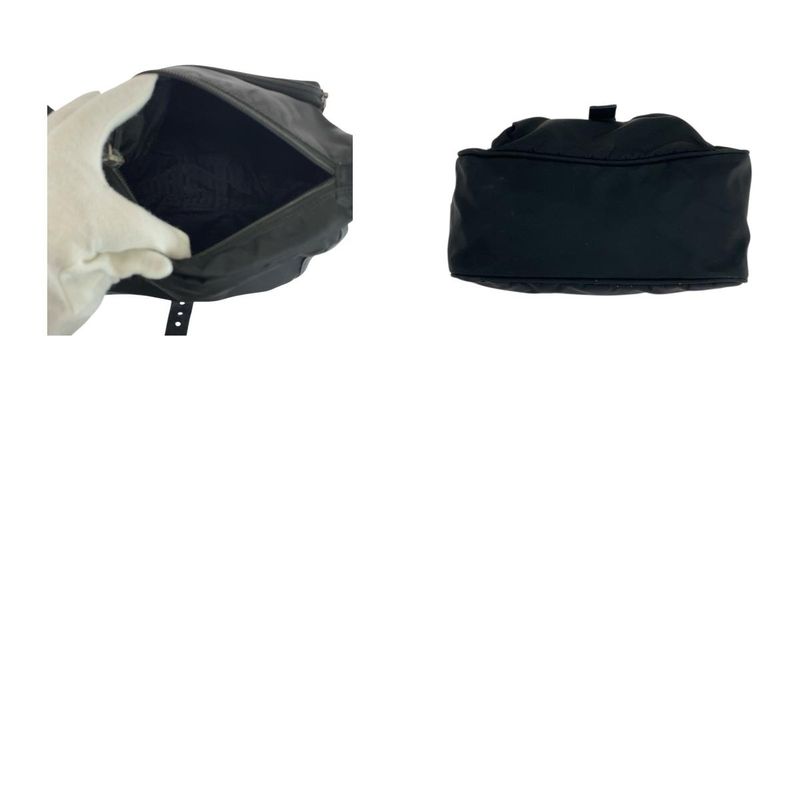 Prada Tessuto Triangle Logo Plate Black Silver Hardware Nylon Shoulder Bag