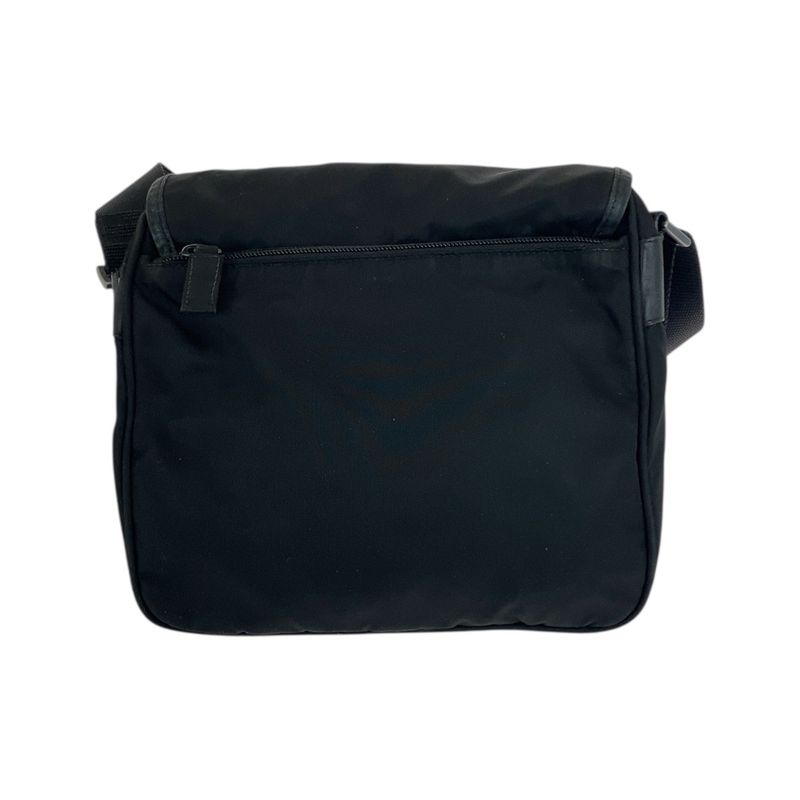 Prada Tessuto Triangle Logo Plate Black Silver Hardware Nylon Shoulder Bag