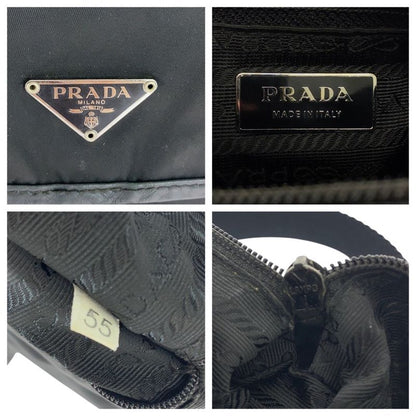 Prada Tessuto Triangle Logo Plate Black Silver Hardware Nylon Shoulder Bag