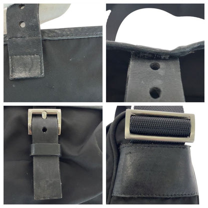 Prada Tessuto Triangle Logo Plate Black Silver Hardware Nylon Shoulder Bag